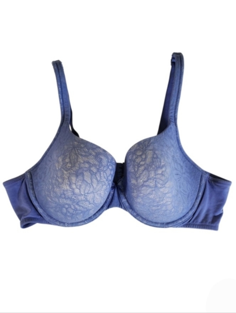 2462 * Cacique Lightly Lined Lace Overlay Bra Periwinkle Purple Size 44B